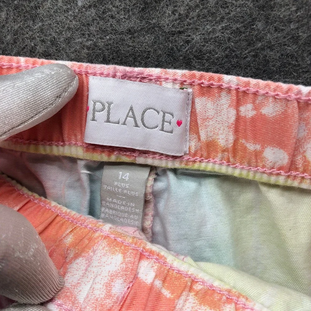The Childrens Place Tie Dye Stripe Shorts Girls 14 Plus‎ Rainbow Cotton Pull On